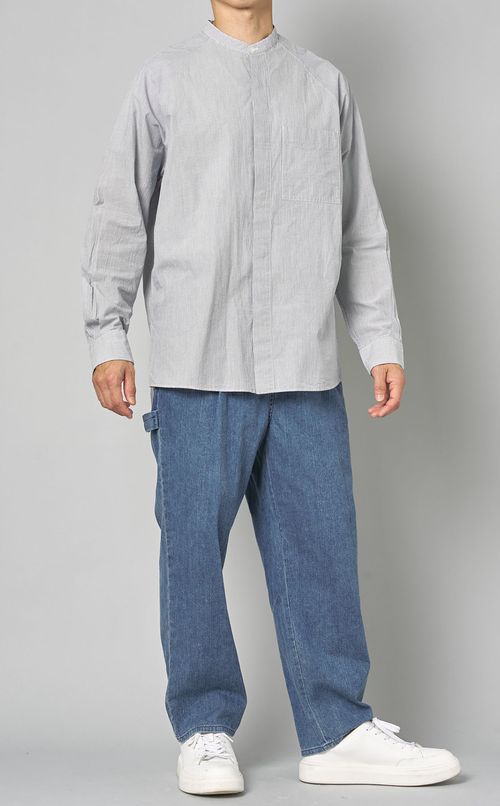 ツイストコットンバンドカラーシャツ