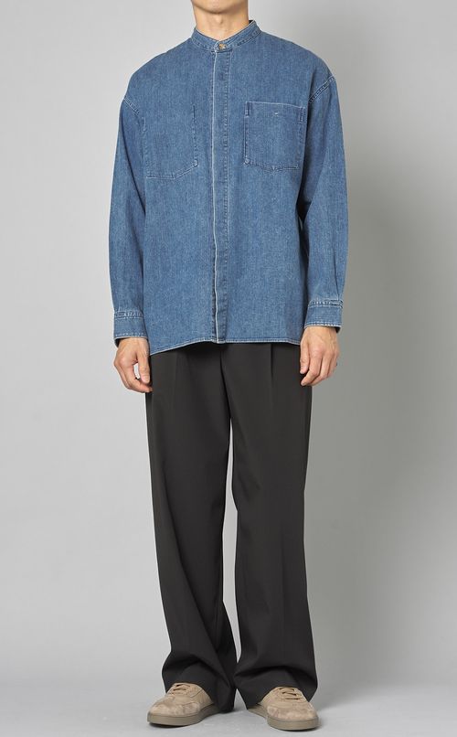 デニムバンドカラーシャツ