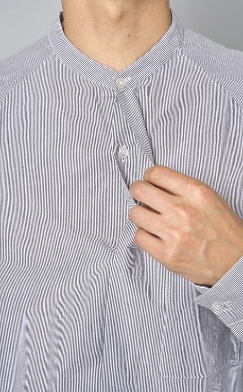 ツイストコットンバンドカラーシャツ