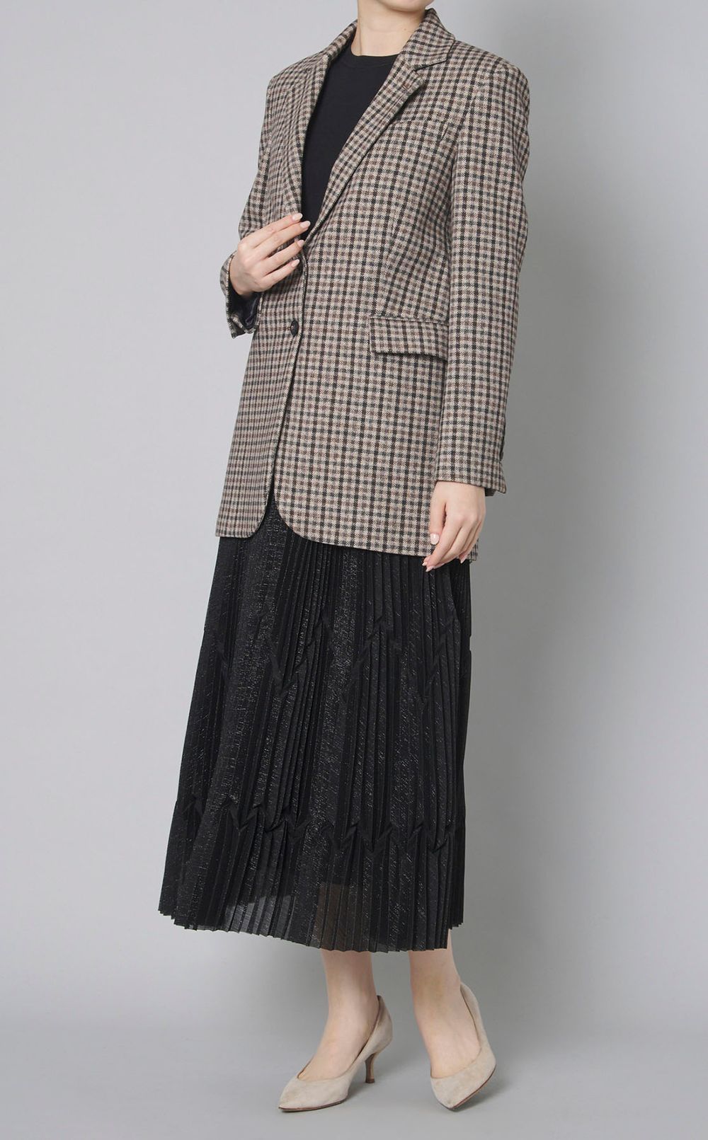 プリーツコンビニットワンピース