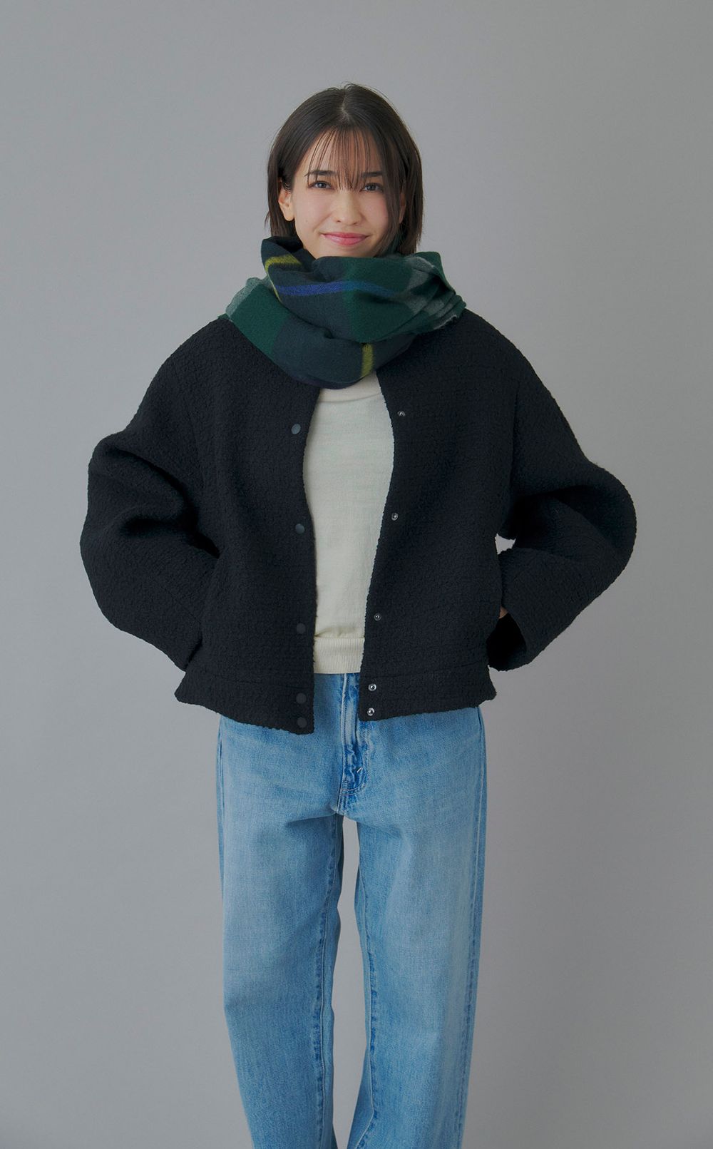 カシミヤタータンチェック大判ストール