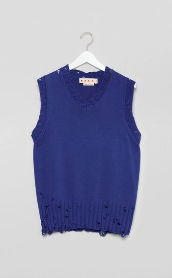 ダメージ加工Vニットベスト