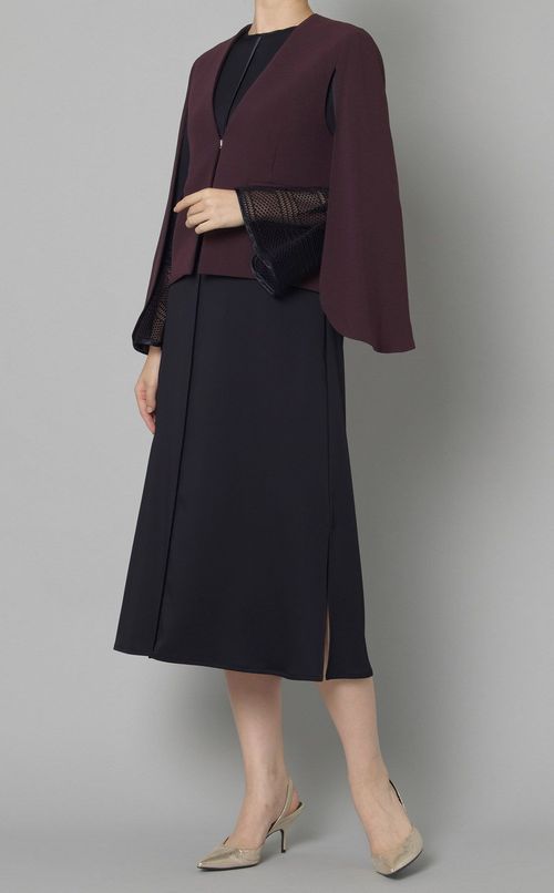 レースカフスサテンワンピース