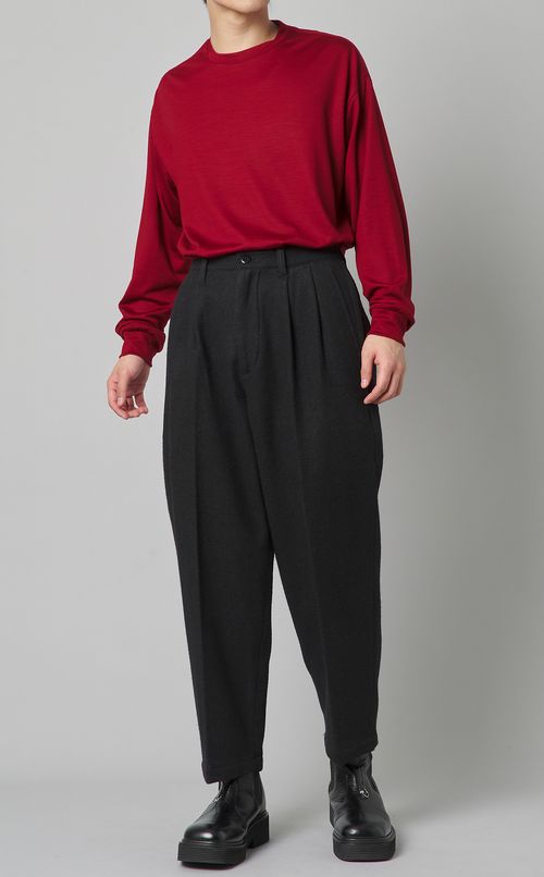 2タックウールワイドパンツ