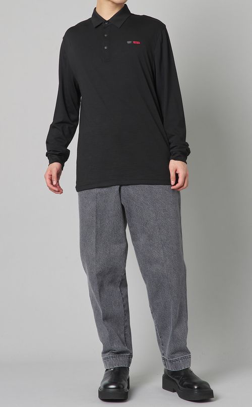 【手洗い可】ウールロングポロシャツ