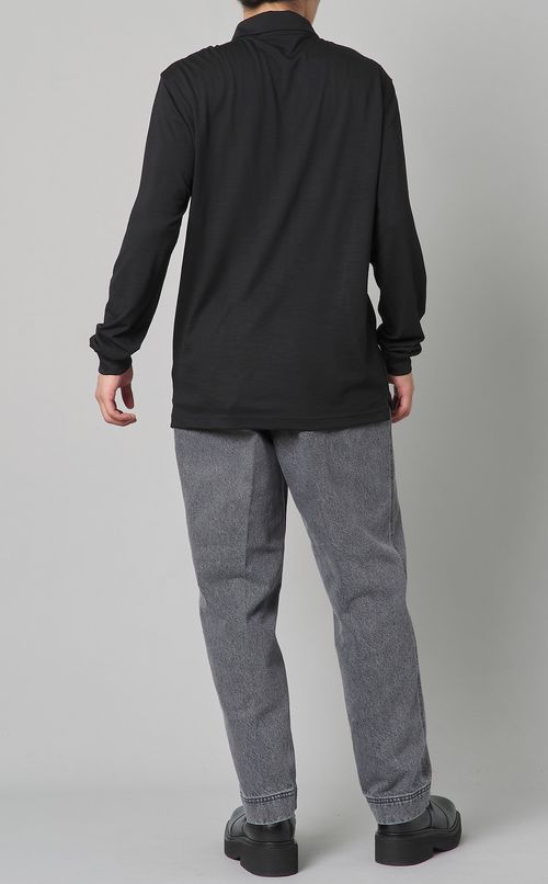 【手洗い可】ウールロングポロシャツ