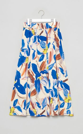 フラワープリントロングラップスカート