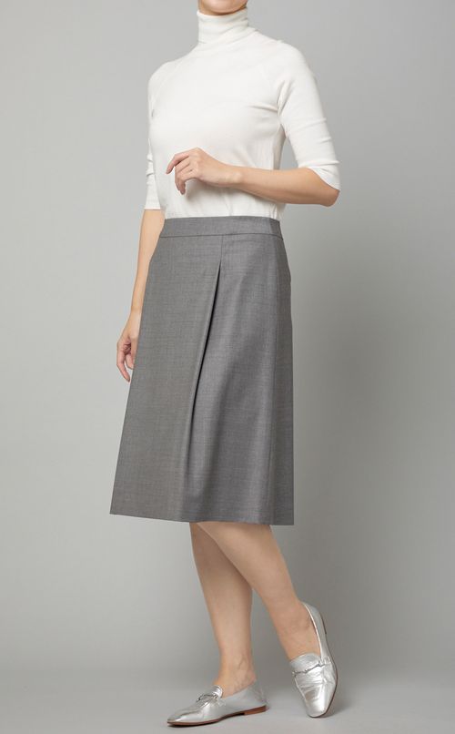 ウール混タックニーレングススカート