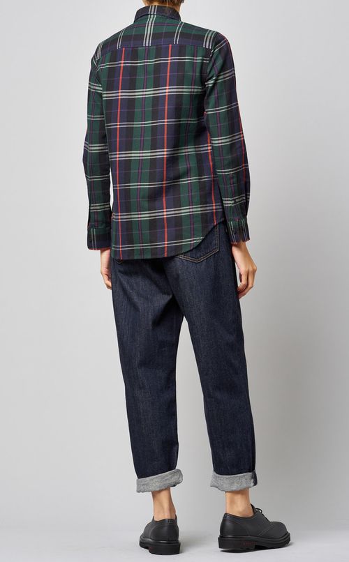 ワッペンチェック柄シャツ