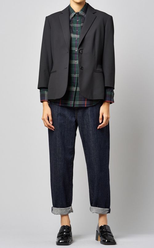 ワッペンチェック柄シャツ