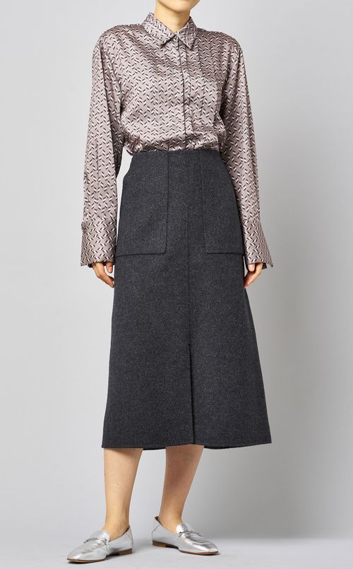 ウール混フロントスリットスカート