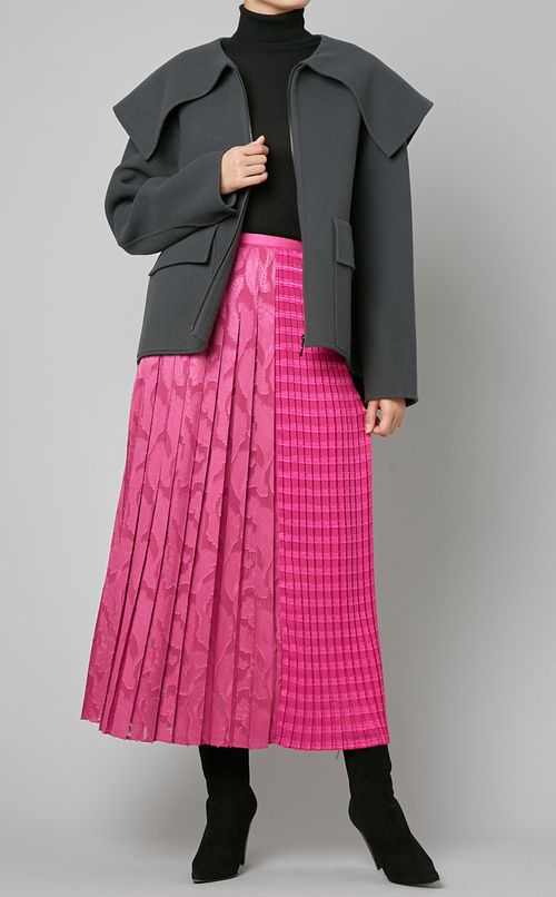 ジャガードコンビプリーツスカート