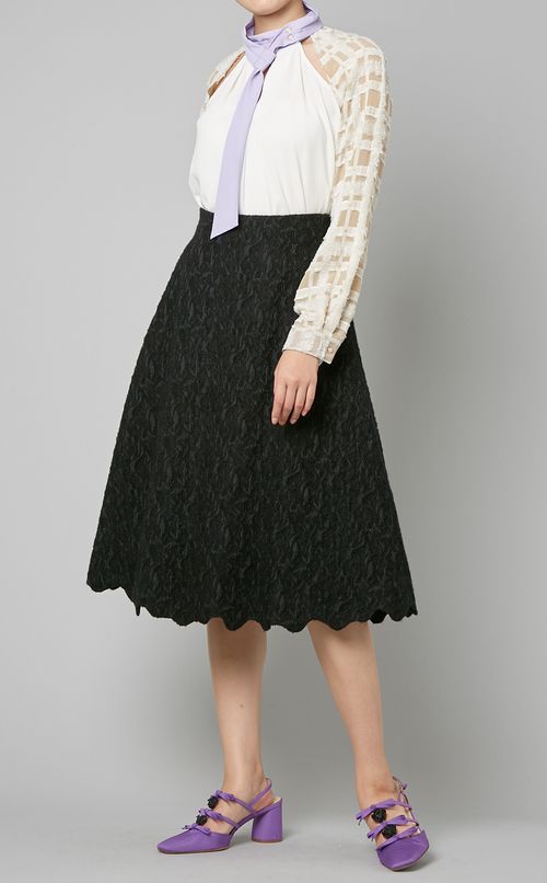 異素材ブロックブラウス