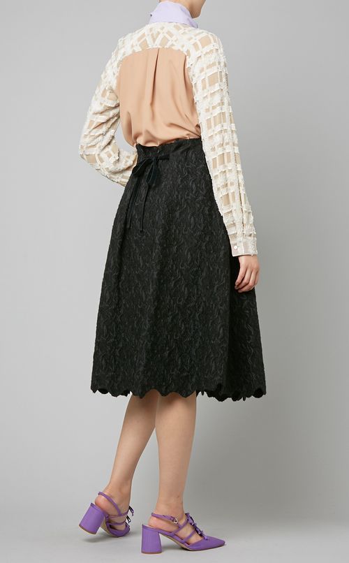 異素材ブロックブラウス