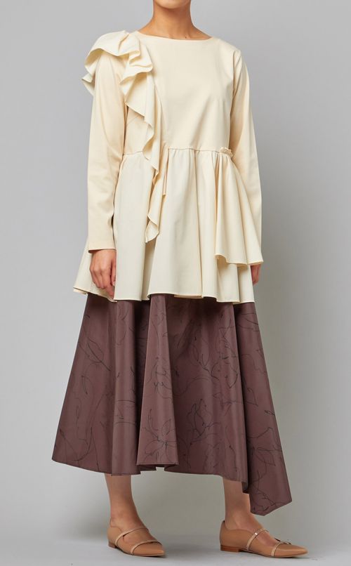 ショルダーフリルペプラムカットソー