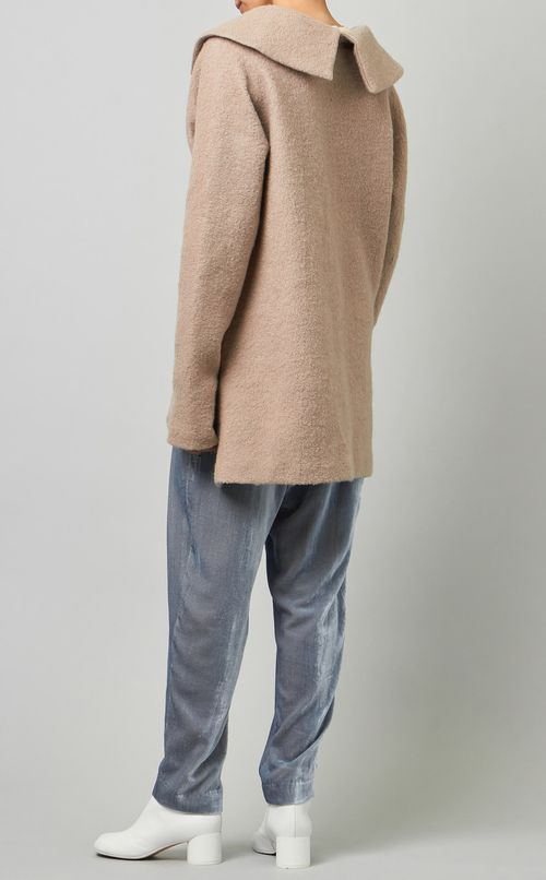 ウール混オープンカラーニット