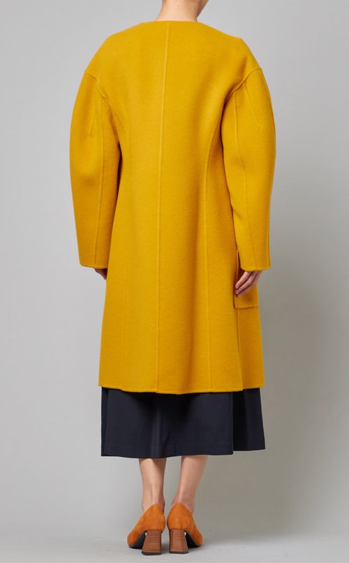 ノーカラーダブルフェイスコート