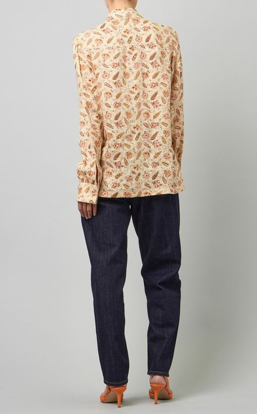 ボタニカルプリントリネンシャツ