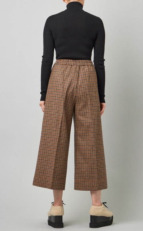 チェックワイドクロップドパンツ