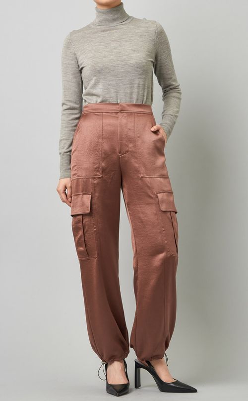 ドローストリングサテンカーゴパンツ