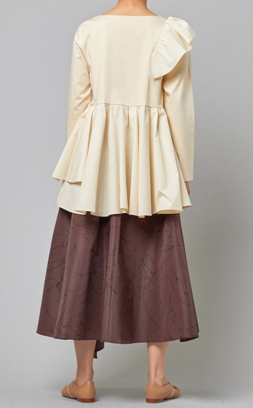 ショルダーフリルペプラムカットソー