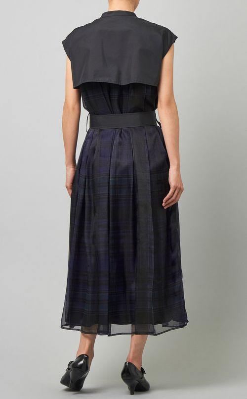 チェックオーガンジー切替トレンチワンピース