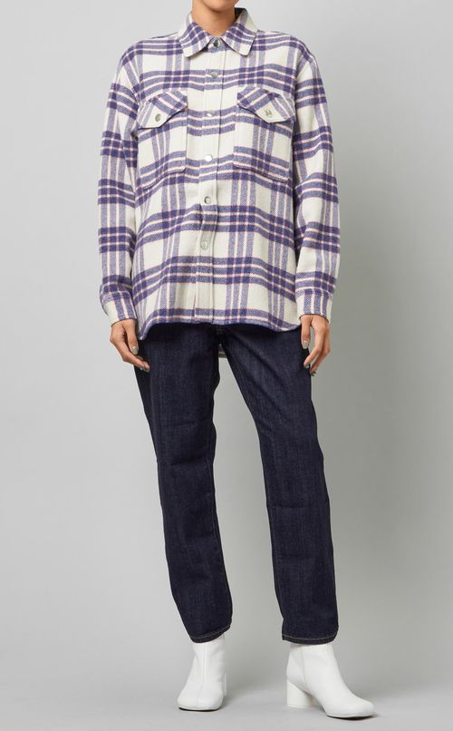 チェック柄ウールシャツ