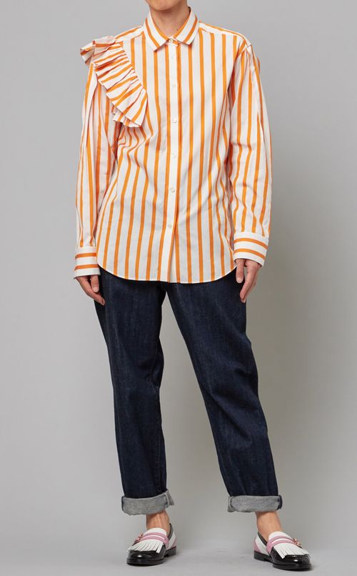 ストライプフリルシャツ