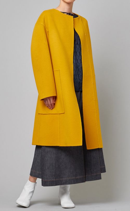 ノーカラーダブルフェイスコート