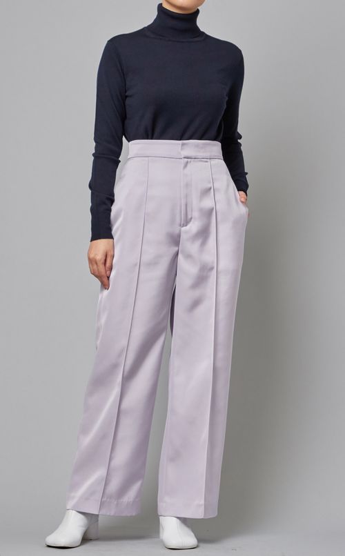 ブライトサテンストレートパンツ