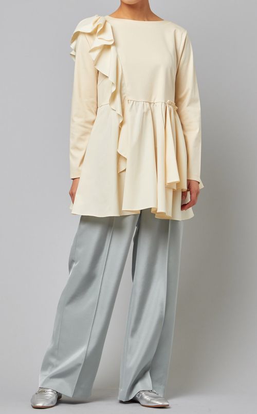 ショルダーフリルペプラムカットソー