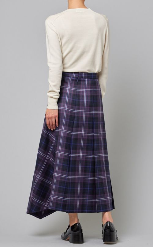 ウールチェックプリーツスカート