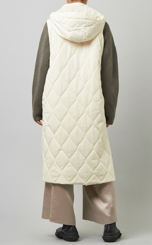 フード付キルトロングベスト