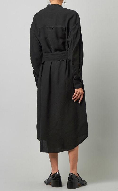 ベルト付バンドカラーワンピース