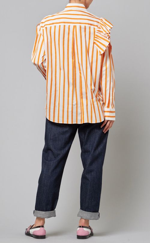 ストライプフリルシャツ