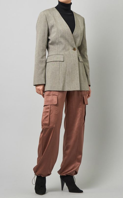 ドローストリングサテンカーゴパンツ