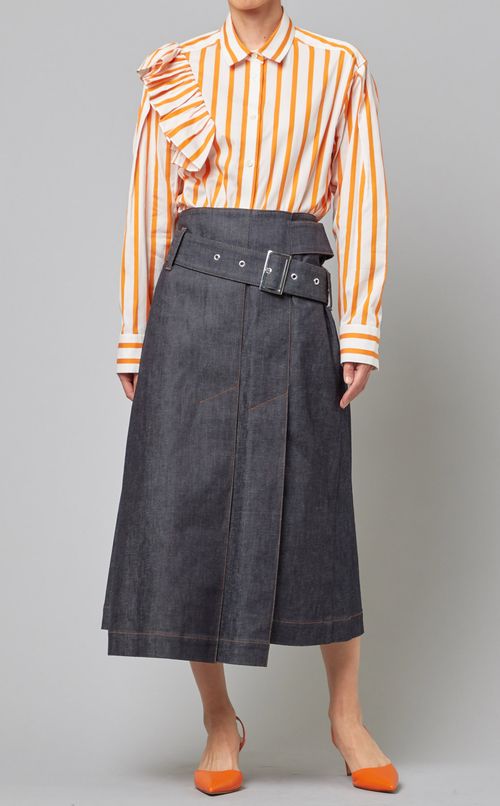 ストライプフリルシャツ