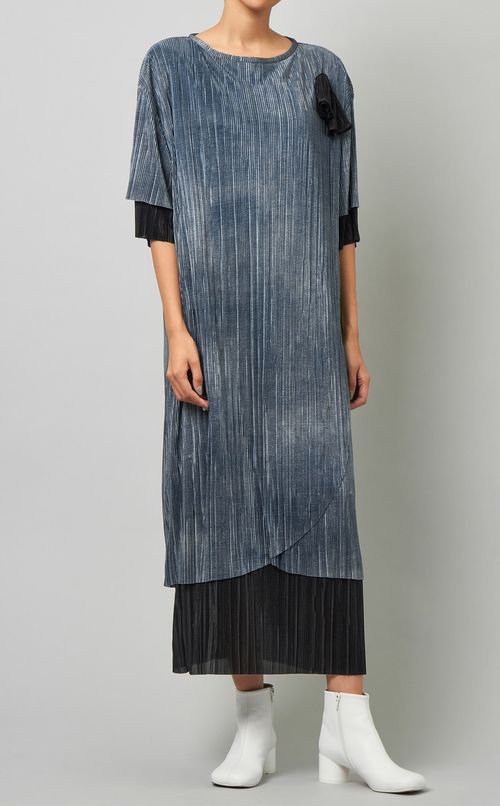 プリーツレイヤードワンピース