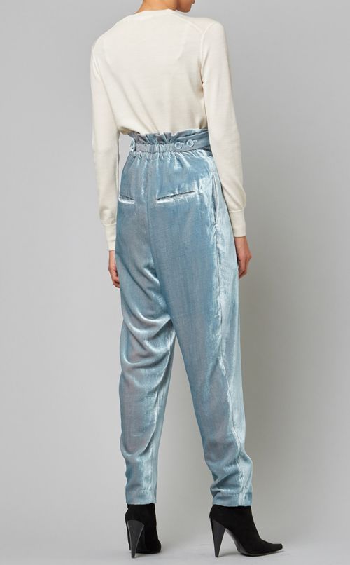 シャンブレーベルベットテーパードパンツ