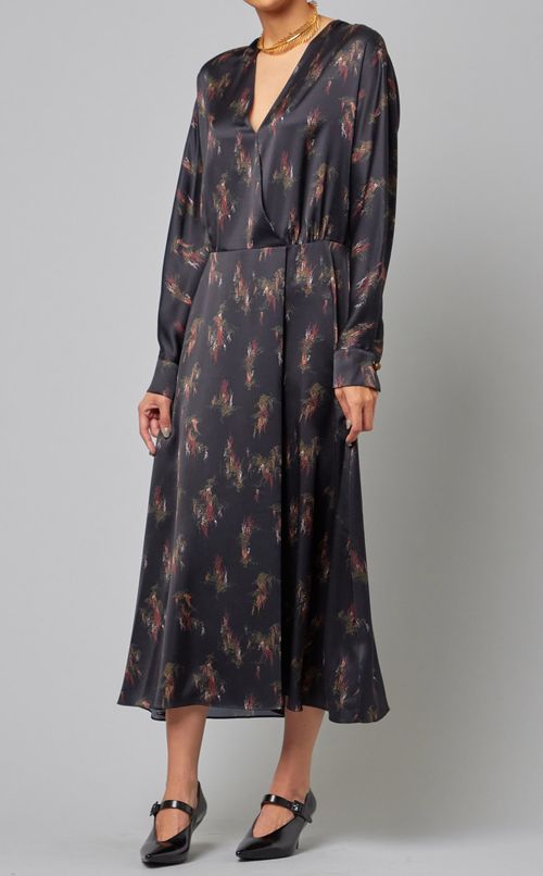 フラワープリントラップワンピース