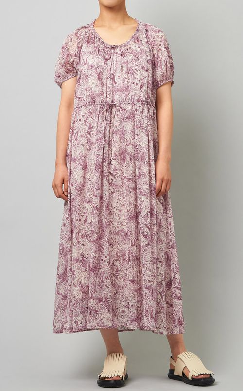 ペイズリープリントギャザーワンピース