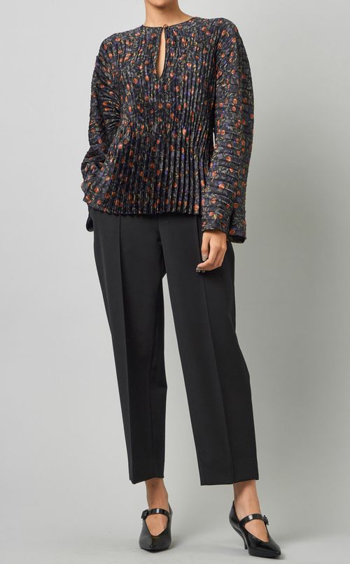 フラワープリントプリーツブラウス