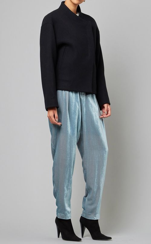 シャンブレーベルベットテーパードパンツ