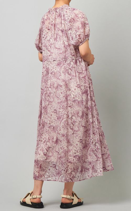 ペイズリープリントギャザーワンピース