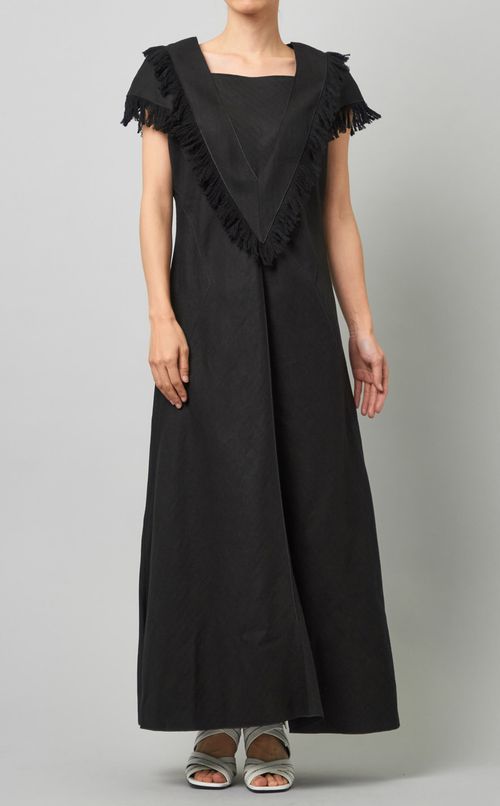 フリンジスリーブロングワンピース