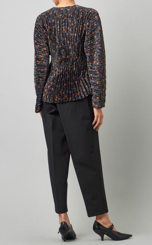 フラワープリントプリーツブラウス