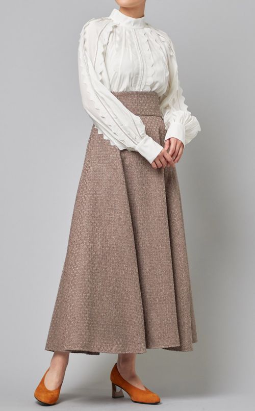 ツイード調ボリュームフレアスカート