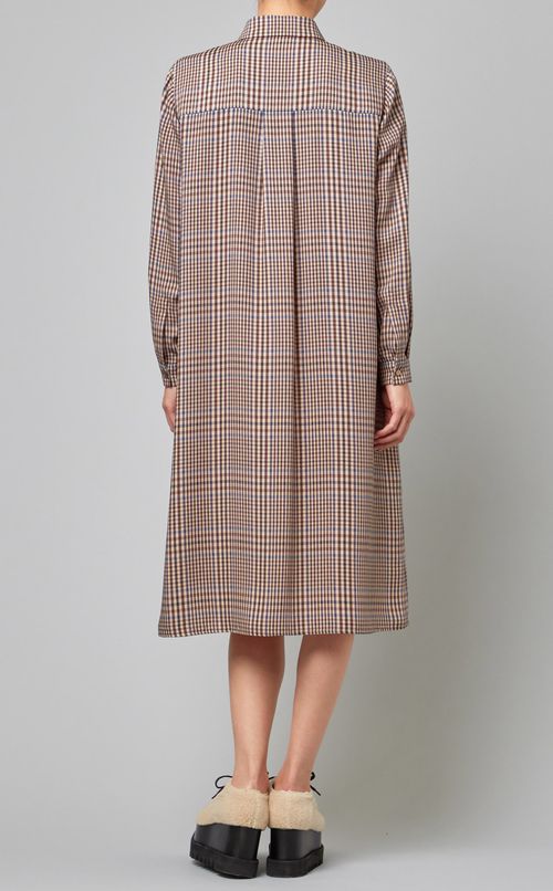 千鳥格子プリントシャツワンピース