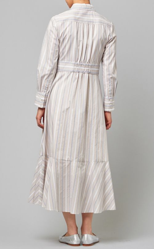 ストライプ切替シャツワンピース