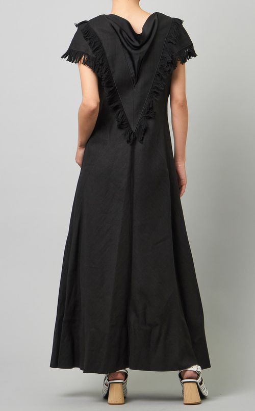 フリンジスリーブロングワンピース